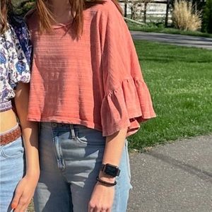 CUTE ORANGE CROPPED WIDE TOP